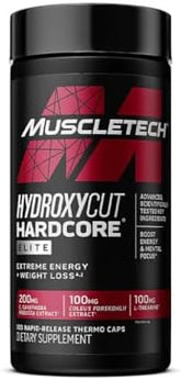 Muscletech Performance Series Hydroxycut Hardcore Elite (250mg Caffeine Anhydrous, 200mg Green Coffee, 100mg L-Theanine) - 110 Capsules